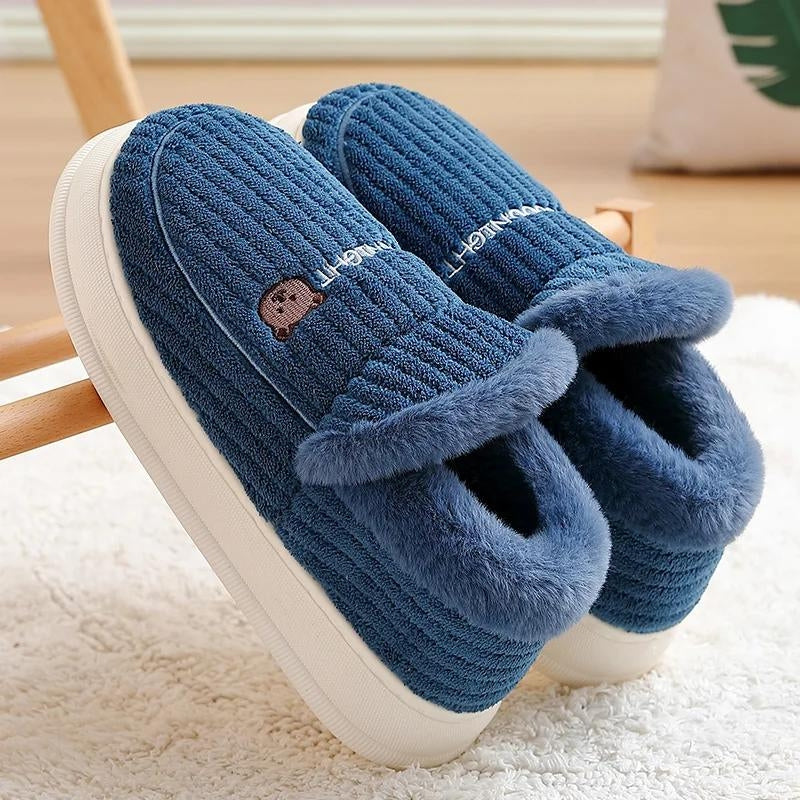 Chaussons Mixtes Adultes Hiver - Pantoufles Courte En Peluche Mémoire Mousse, Doux Et Antidérapant