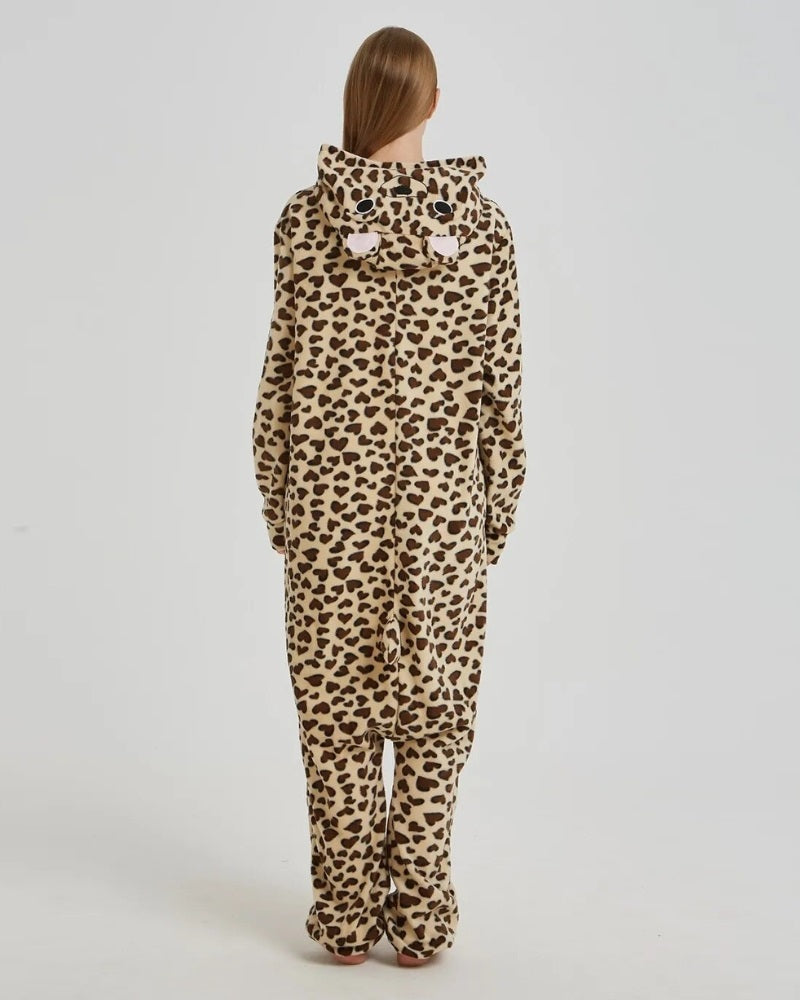 Combinaison barboteuse style léopard pour femme en matière Pilou Pilou