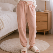 Bas de pyjama femme en pilou rose ultra doux