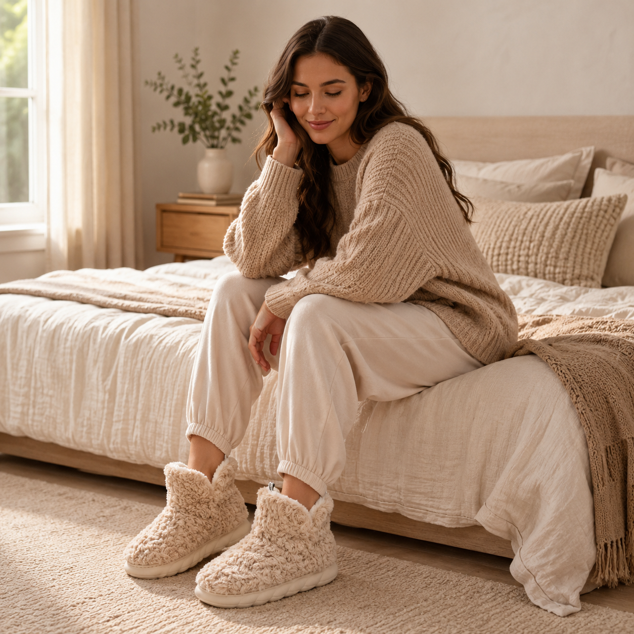 Chausson cocooning femme pilou pilou kaki