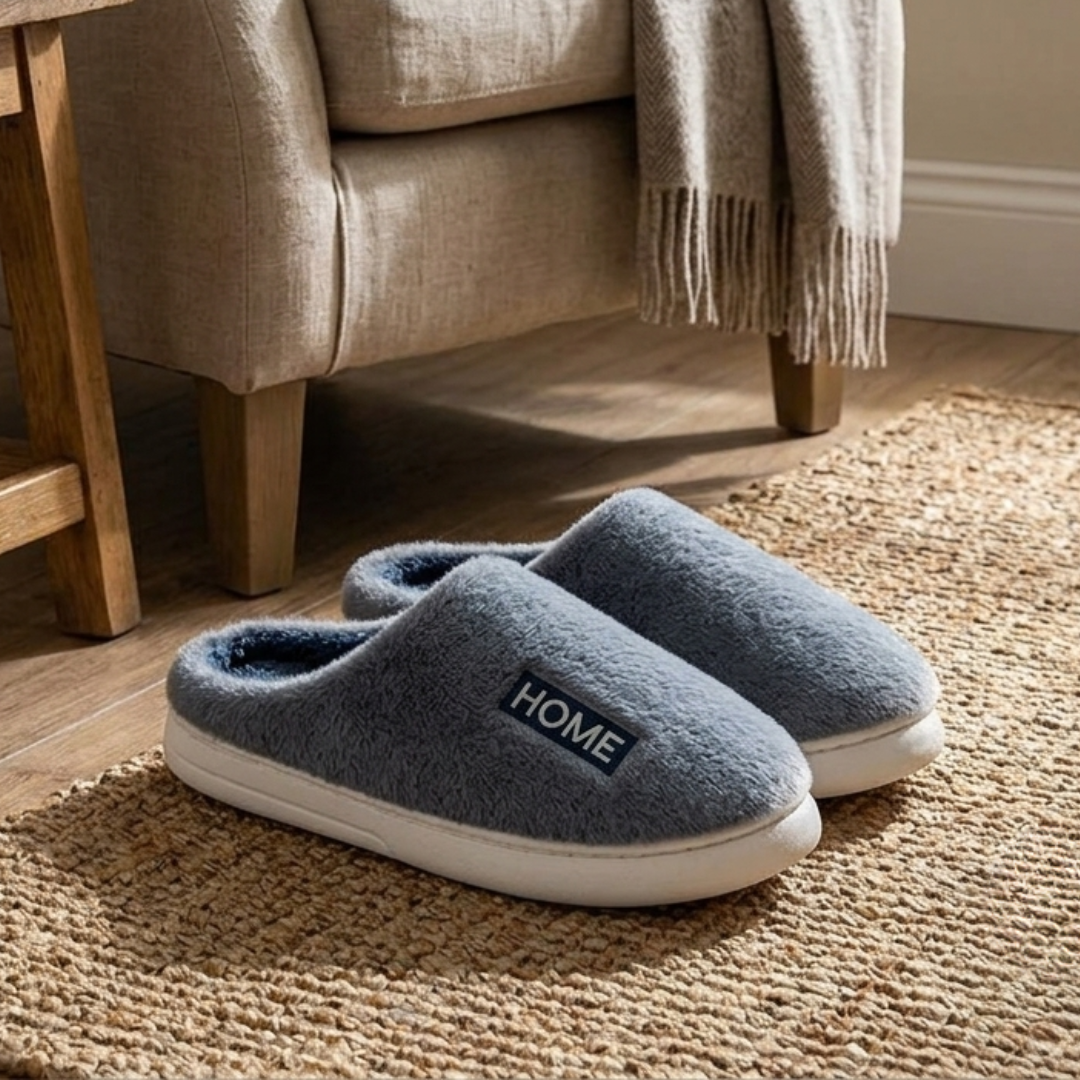Chausson doux bleu pilou pilou homme