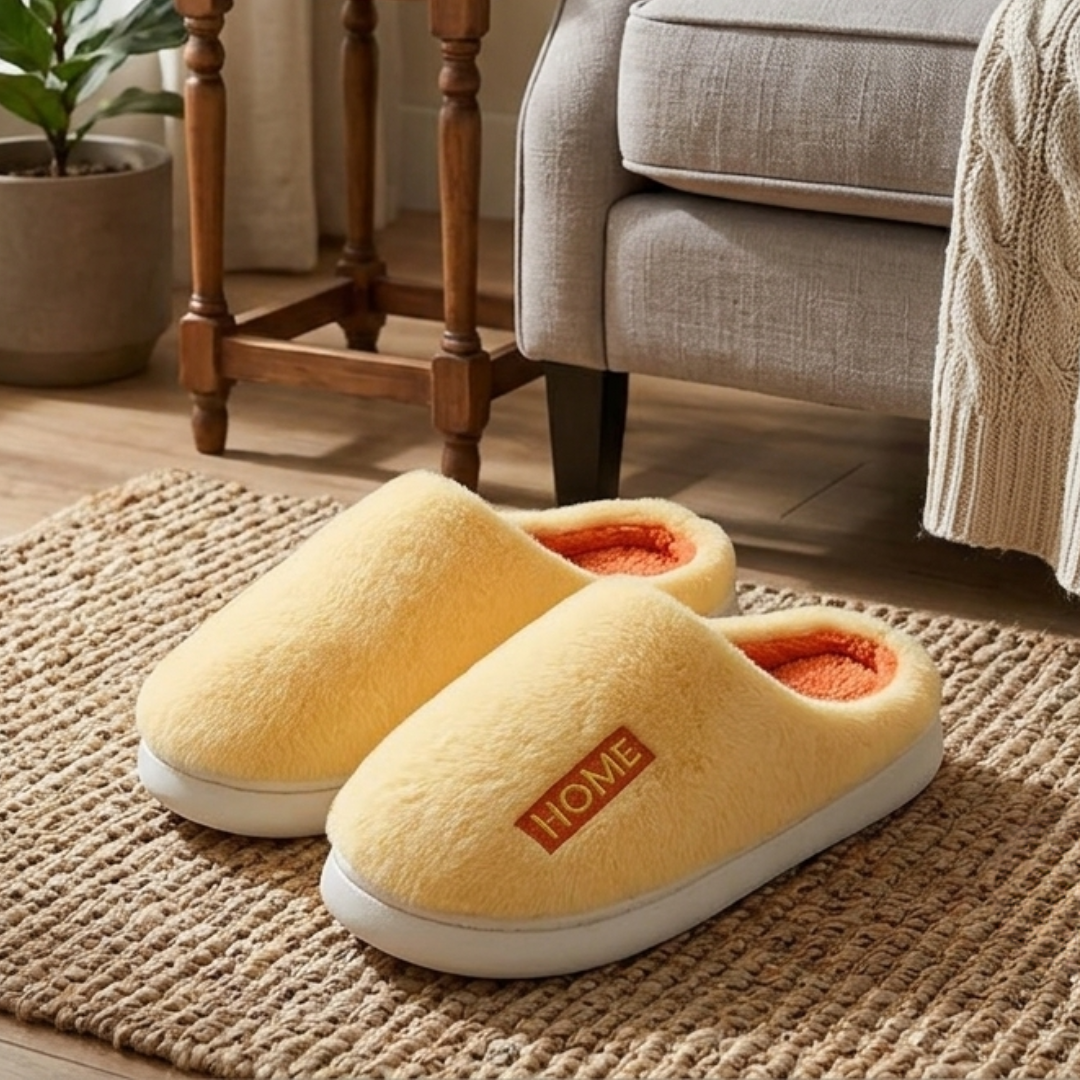 Chausson molletonné pilou pilou jaune homme