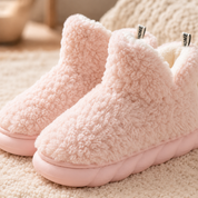 Chausson peluche pilou pilou rose
