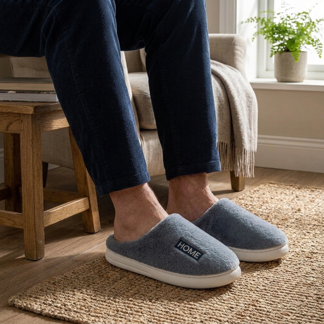 Chausson pilou pilou doux bleu homme