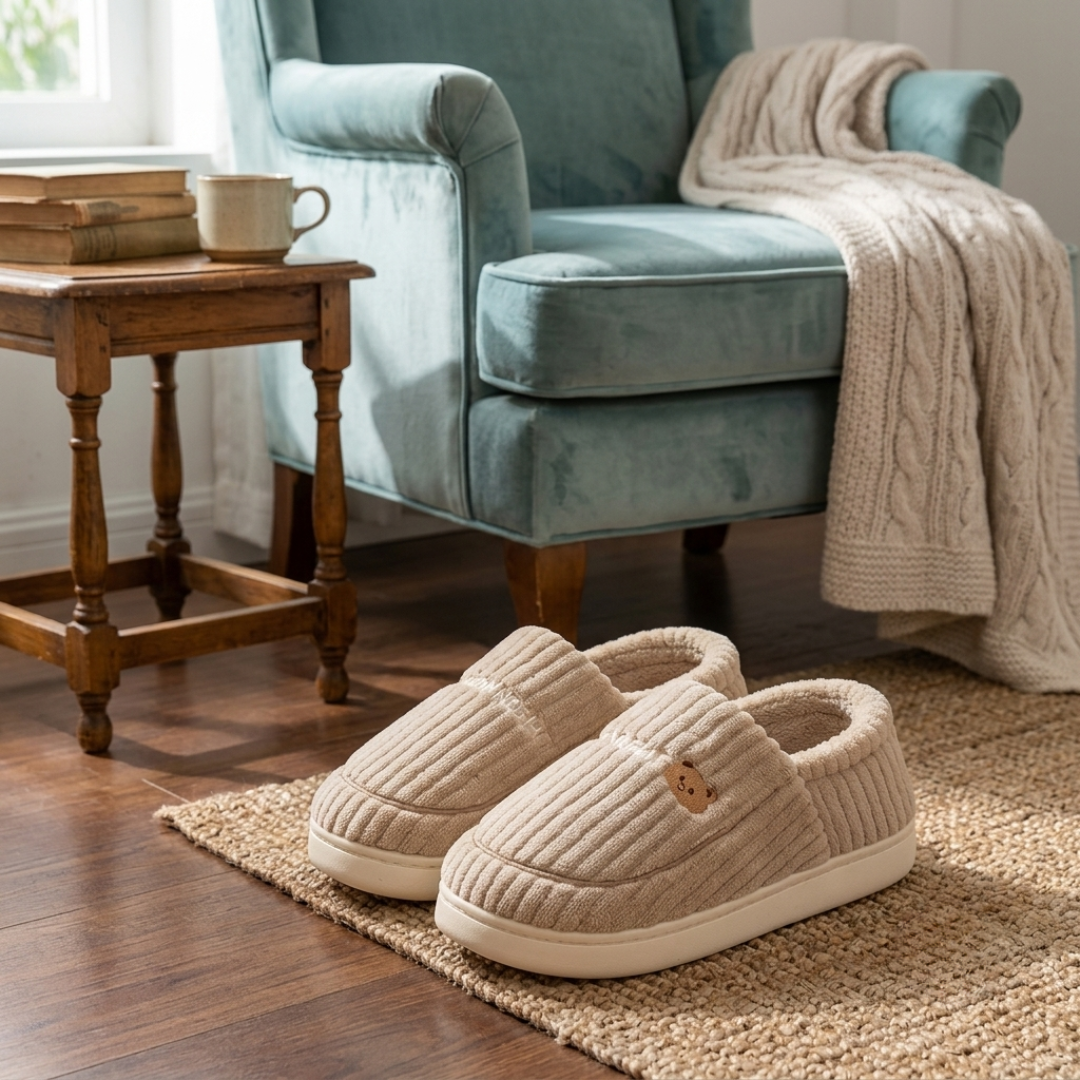 Chausson pilou pilou moelleux homme beige