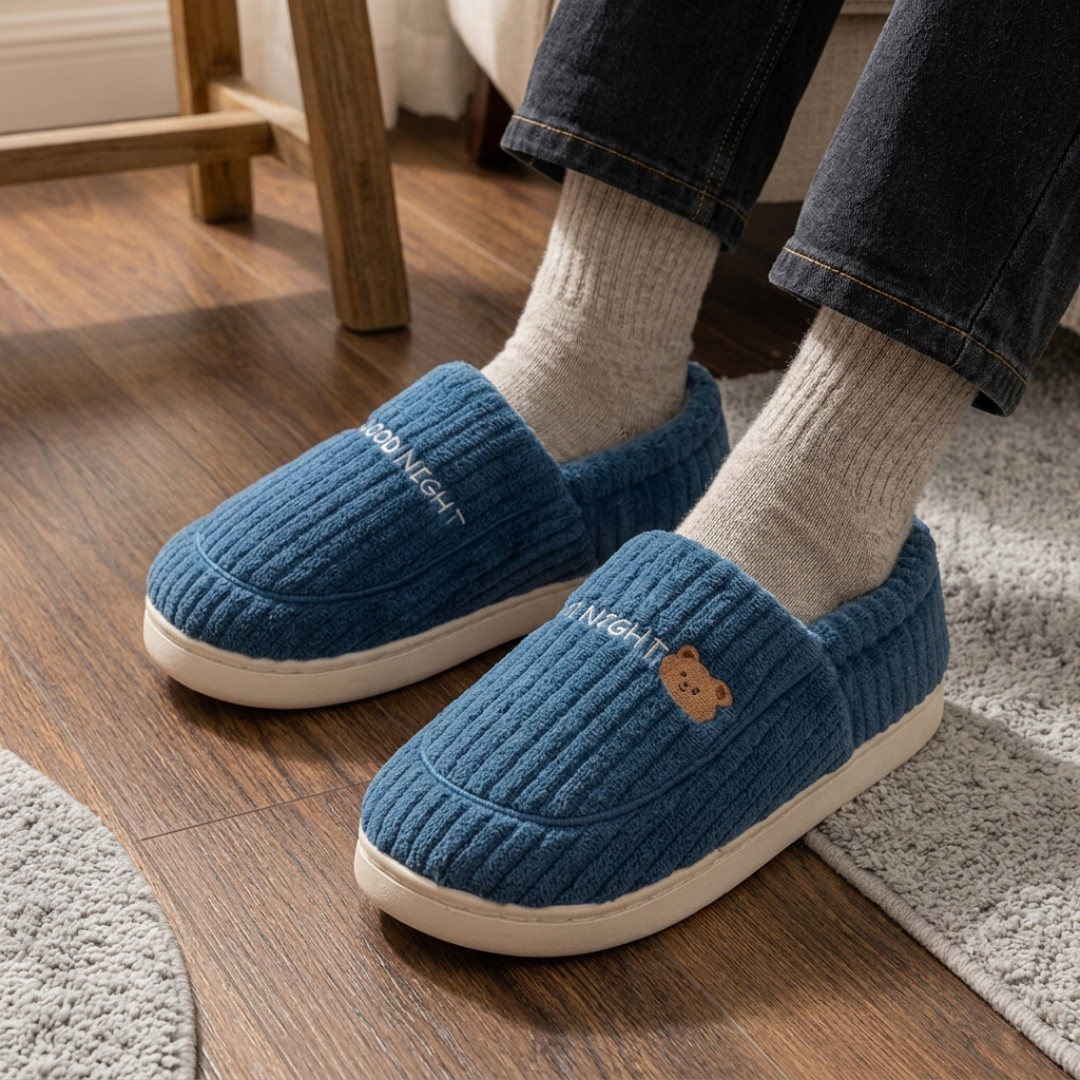 Chausson polaire homme bleu marine