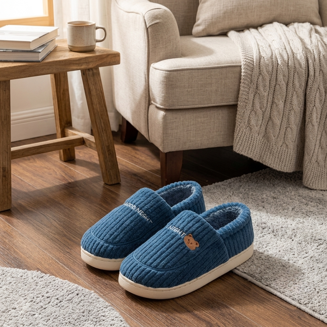 Chausson polaire pilou pilou homme bleu marine