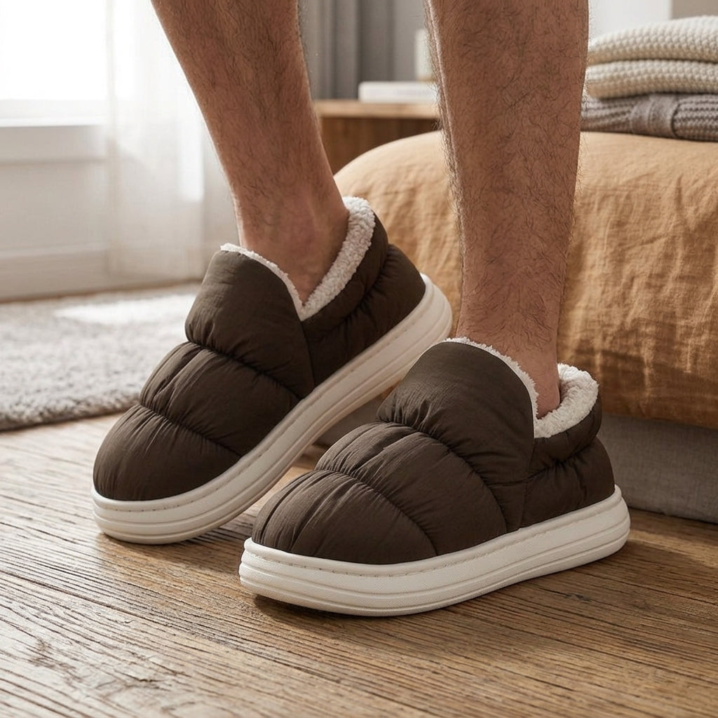 Chausson rembourré pilou pilou marron pour homme marron