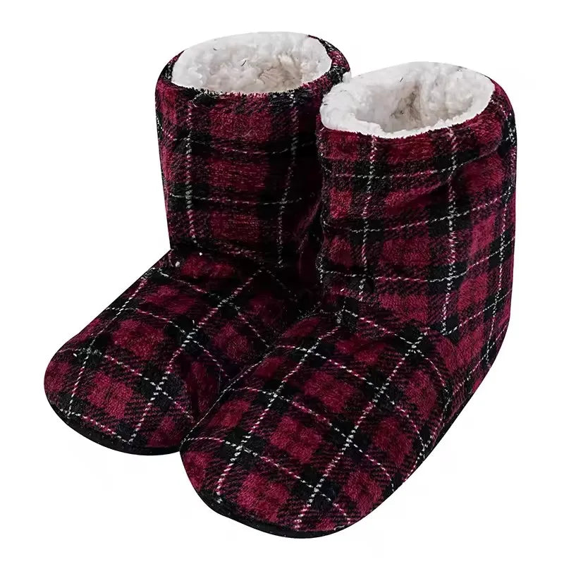 Chaussons Pilou Pilou Bottines Carreaux rouge