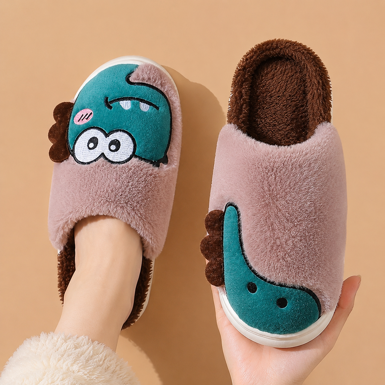 Chaussons Pilou Pilou Enfant Monstres Rigolos marron