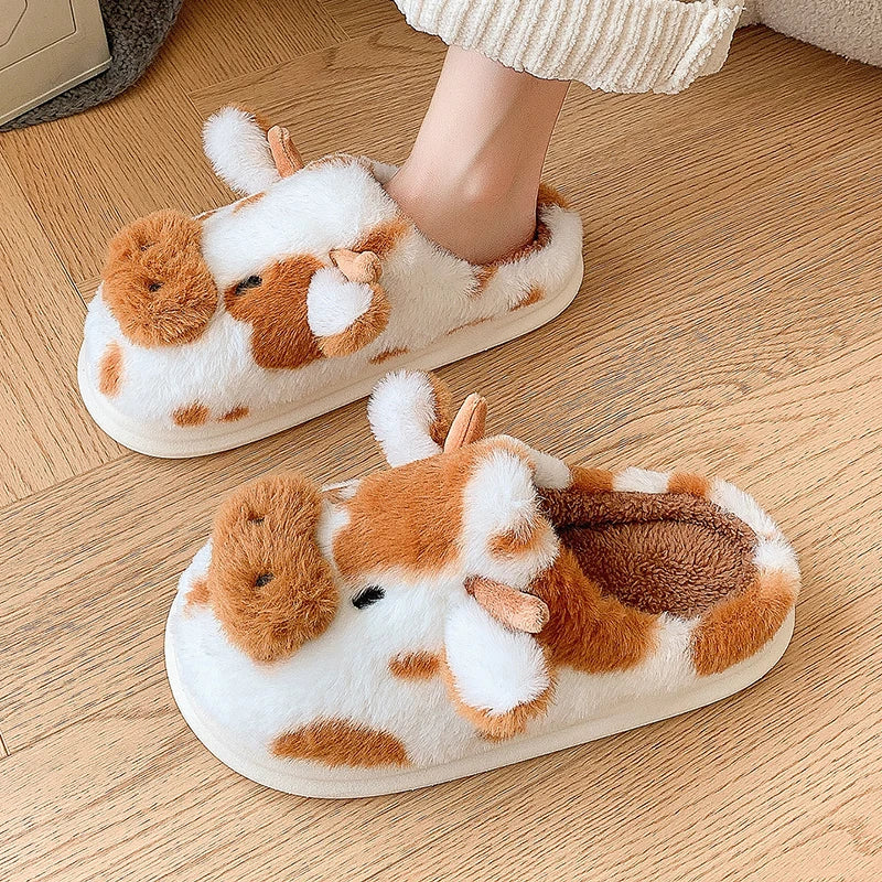 Chaussons Pilou Pilou marron et blanc à motif vache