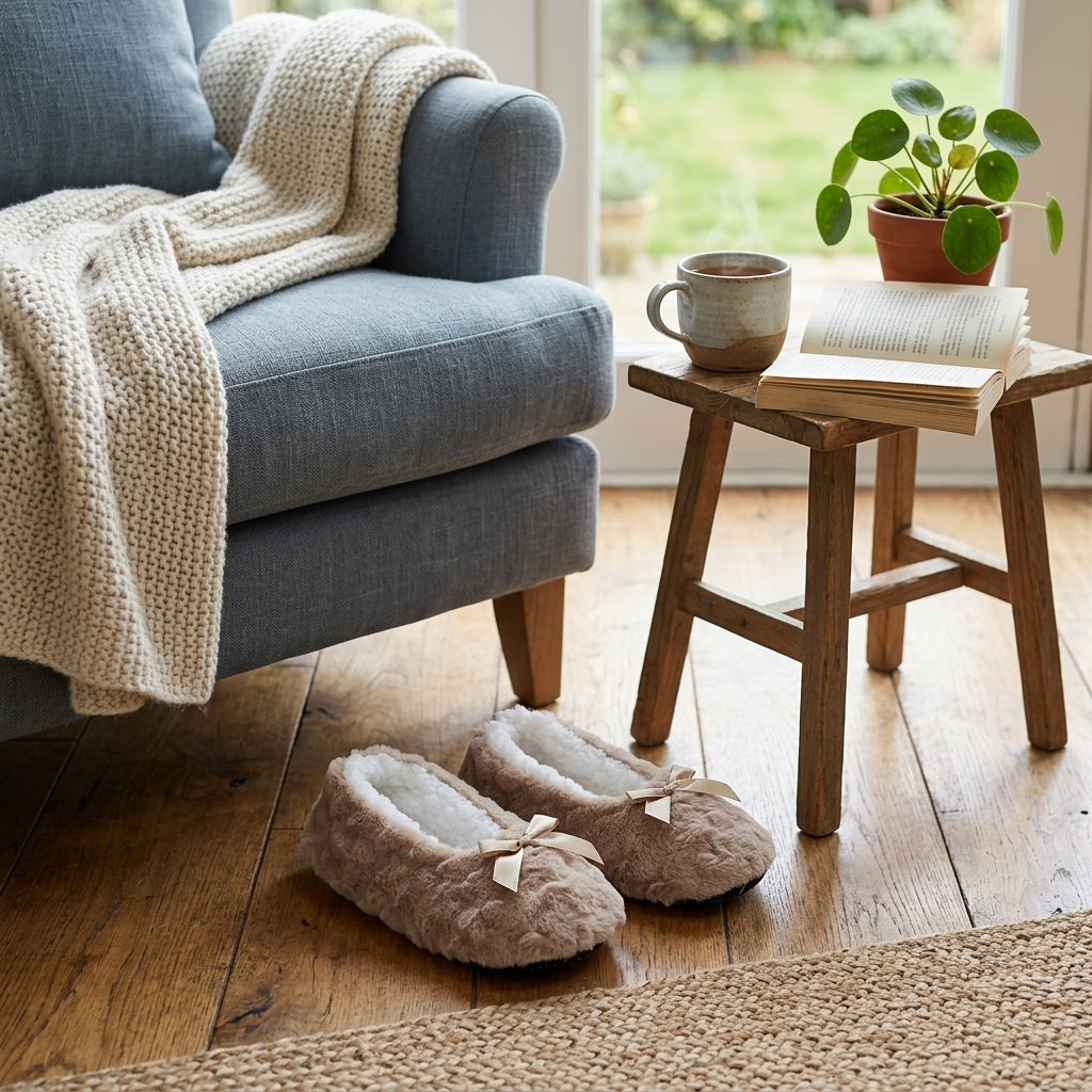 Chaussons ballerine doux et moelleux pour femme