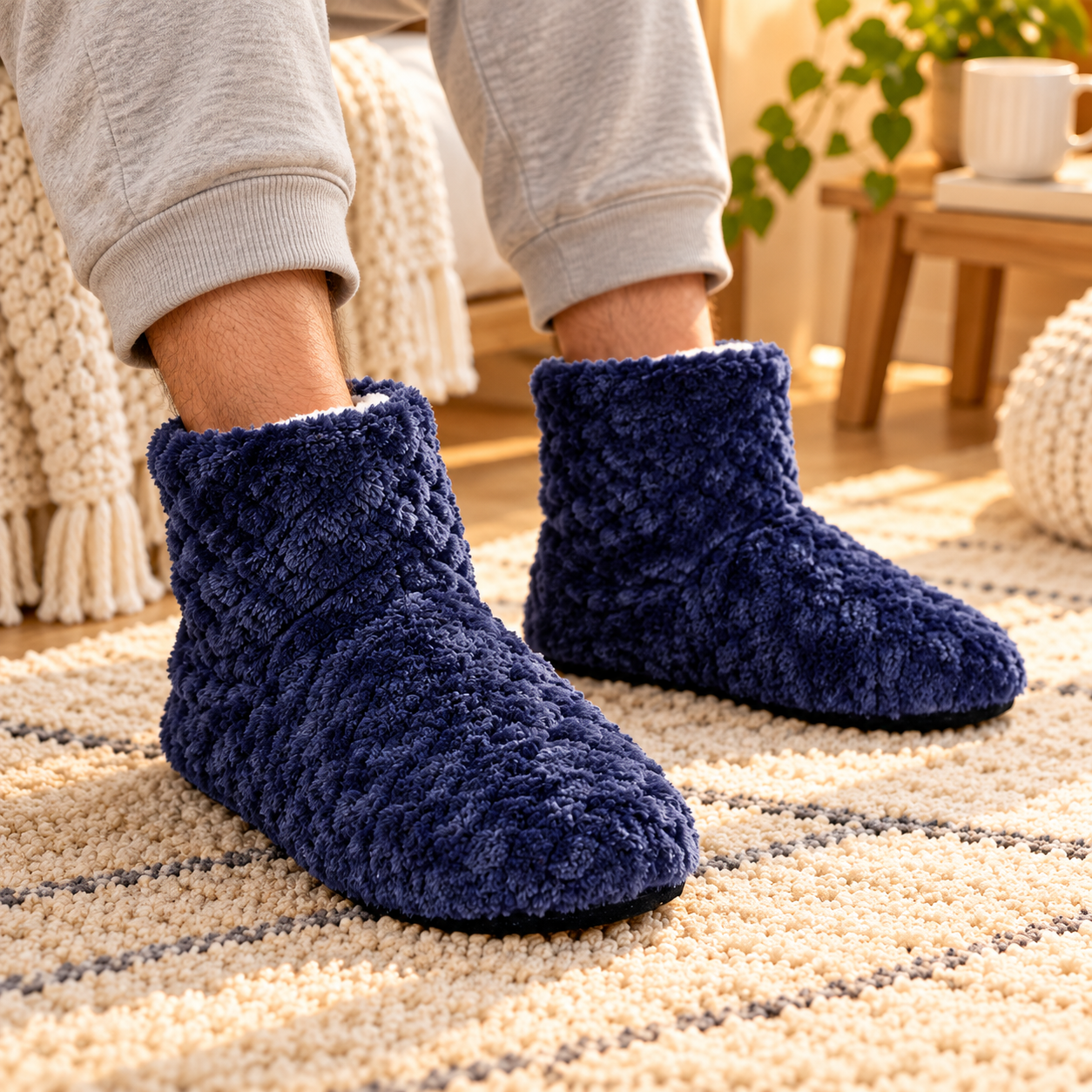 Chaussons bottines doux et moelleux