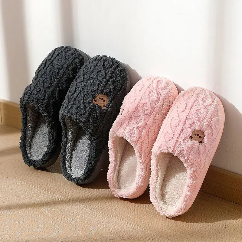 Chaussons cocooning à motif ourson
