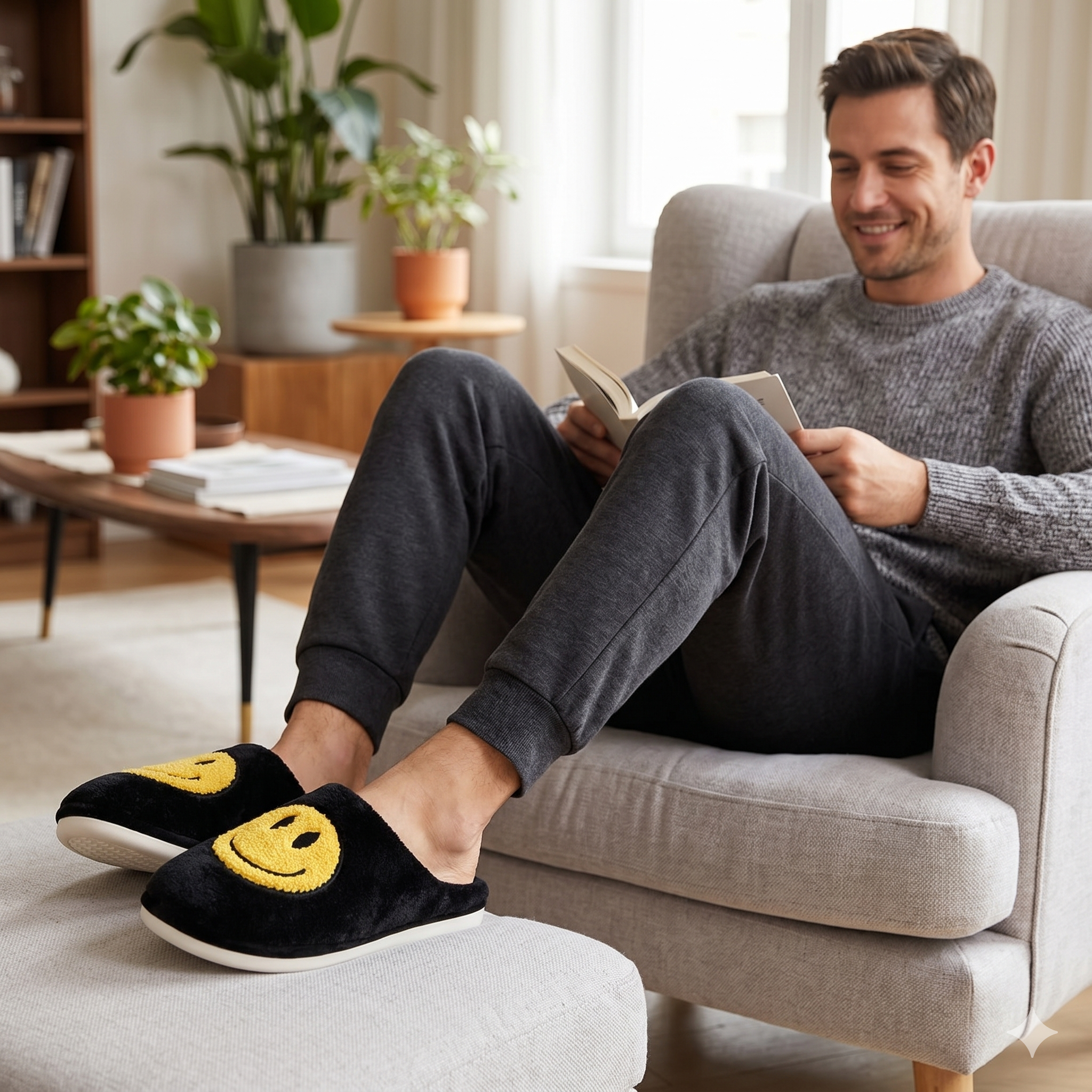Chaussons cocooning smile ultra chauds