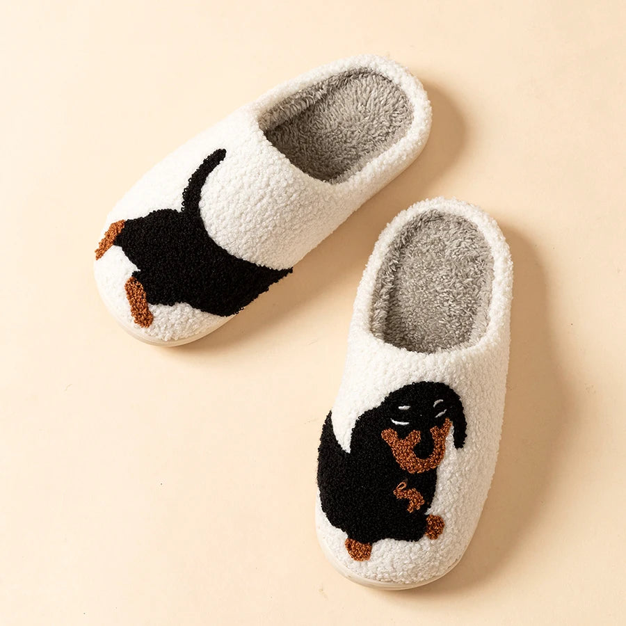 Chaussons d’intérieur teckel mignon et confortable