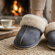 Chaussons femme bleu marine style cocooning hiver