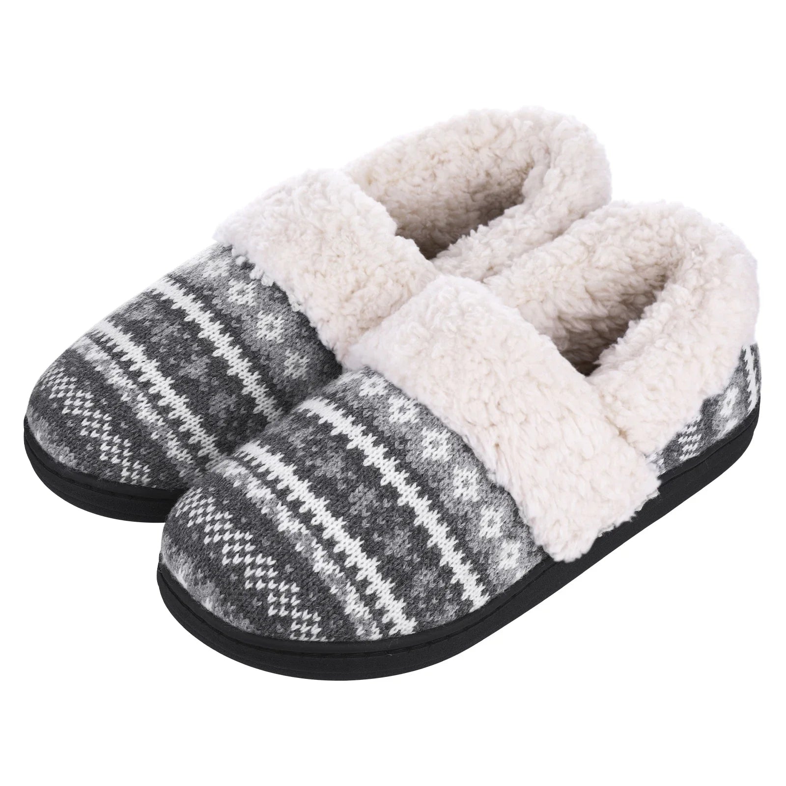 Chaussons femme confort hiver en pilou pilou gris