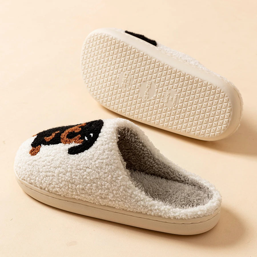 Chaussons femme doux et chauds motif teckel