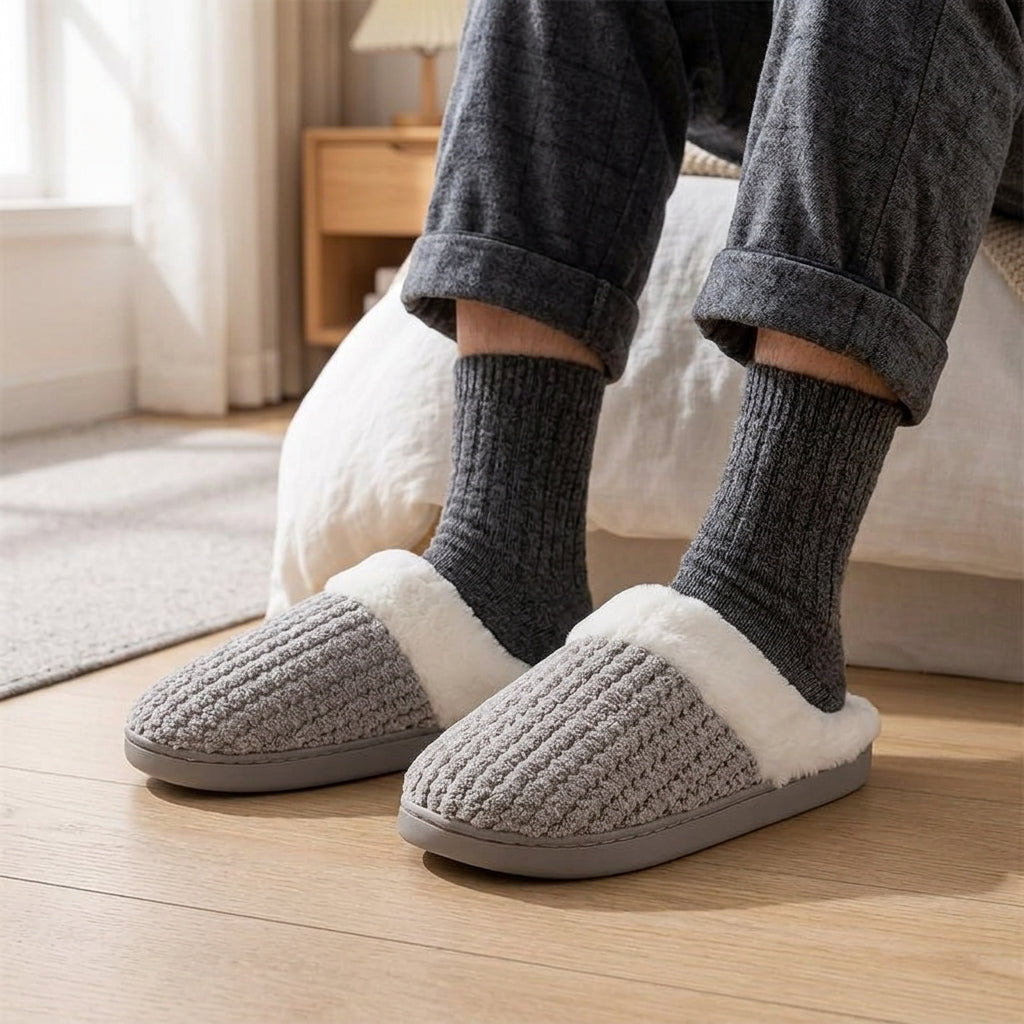 Chaussons homme Pilou Pilou gris antidérapants