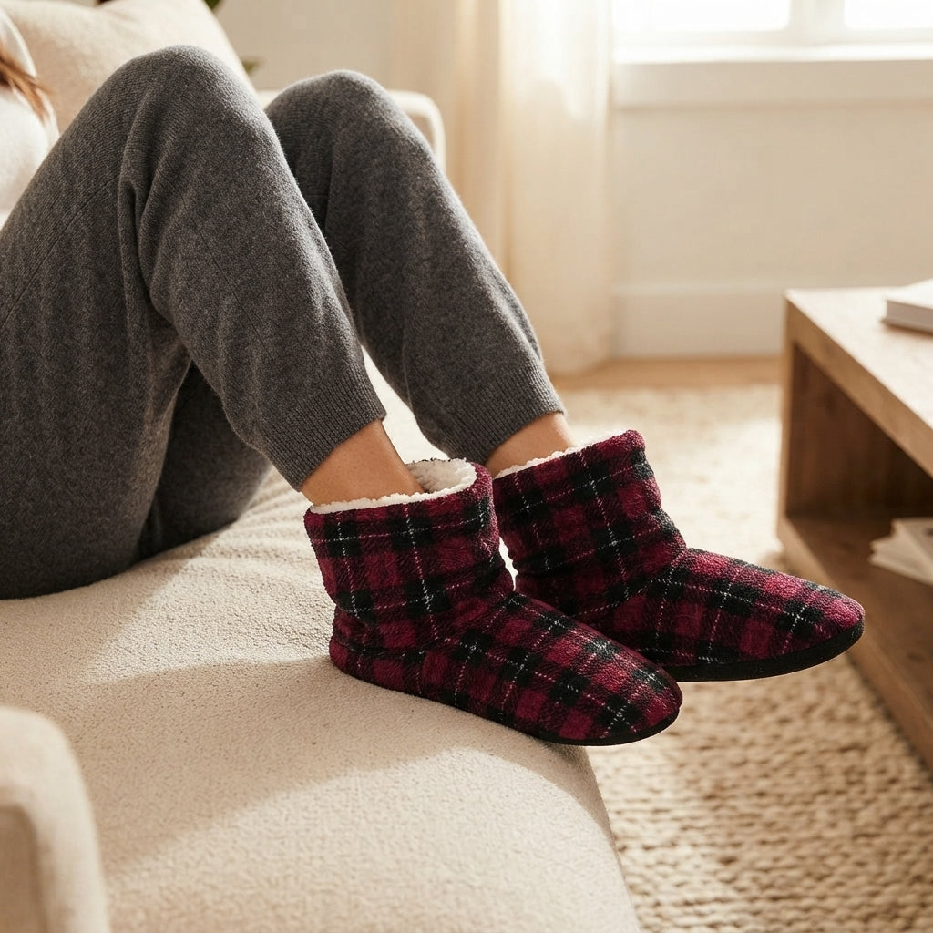 Chaussons montants à carreaux pour l’hiver