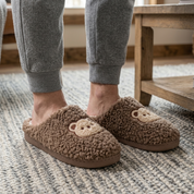 Chaussons originaux homme Pilou Pilou motif ourson marron