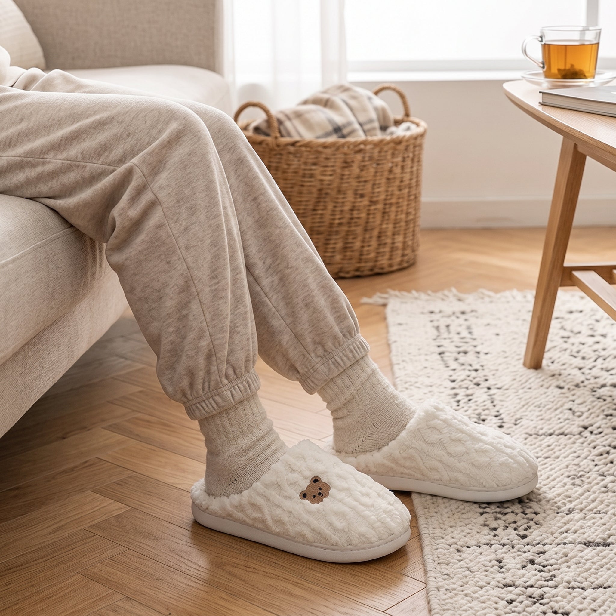Chaussons pilou pilou d'intérieur doux et moelleux pour femme