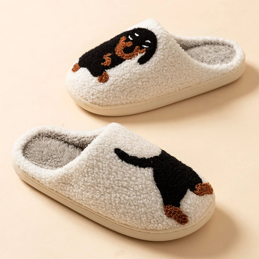 Chaussons pilou pilou hiver style teckel kawaii