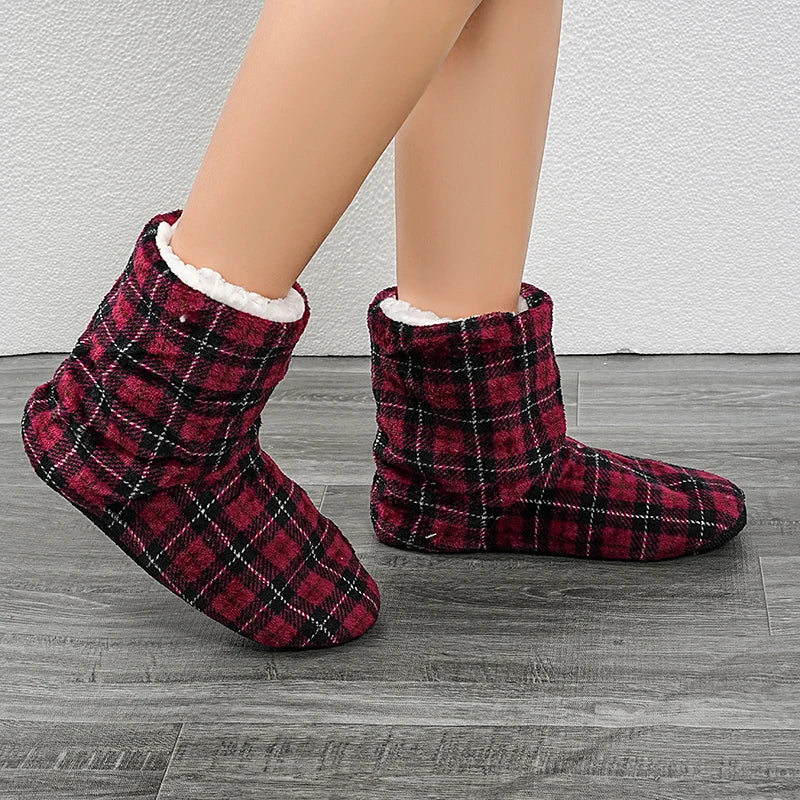 Chaussons pilou pilou montants carreaux pour l’hiver
