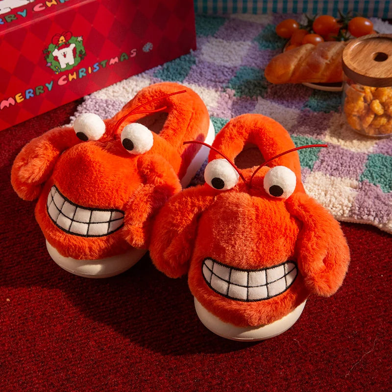 Chaussons pilou pilou orange avec grandes pinces de crabe