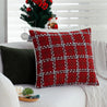 Coussin rouge à carreaux en matiere sherpa