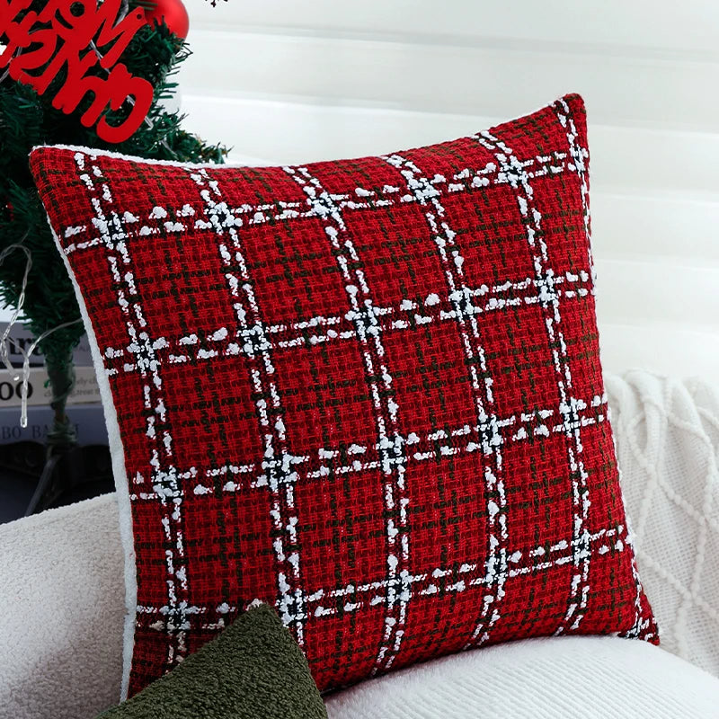 Coussin rouge type sherpa