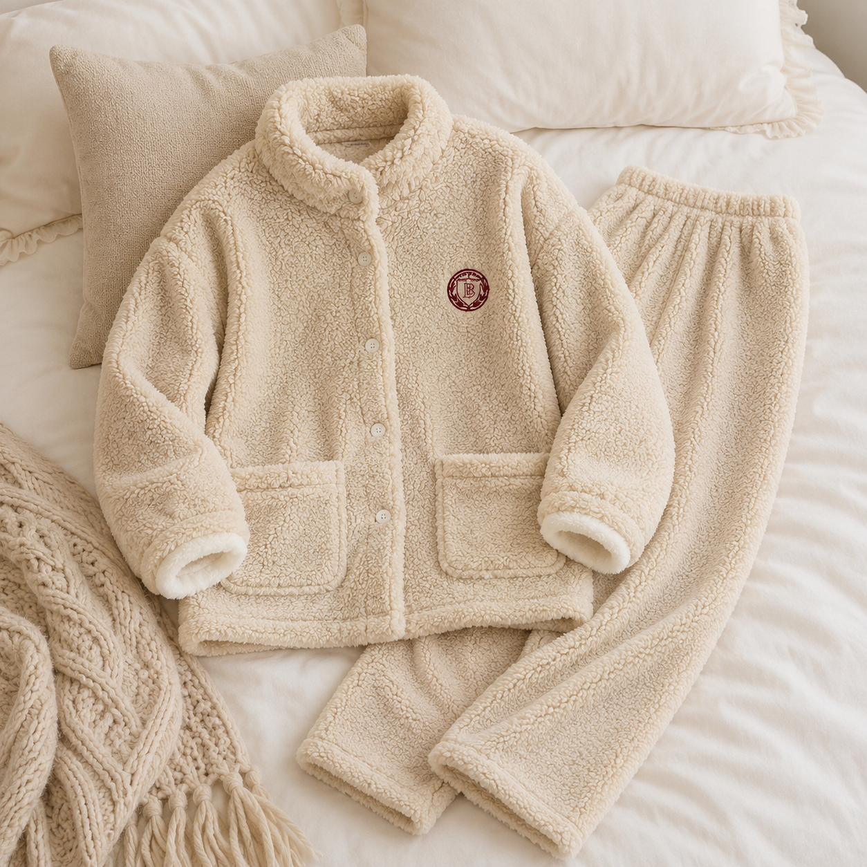 Ensemble pilou pilou femme beige ultra doux