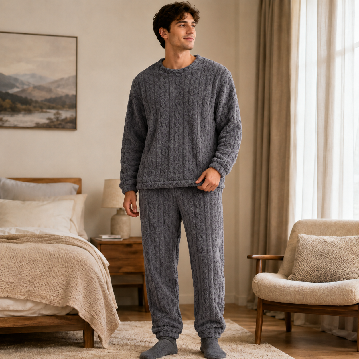 Ensemble pyjama Pilou Pilou homme à texture torsadée