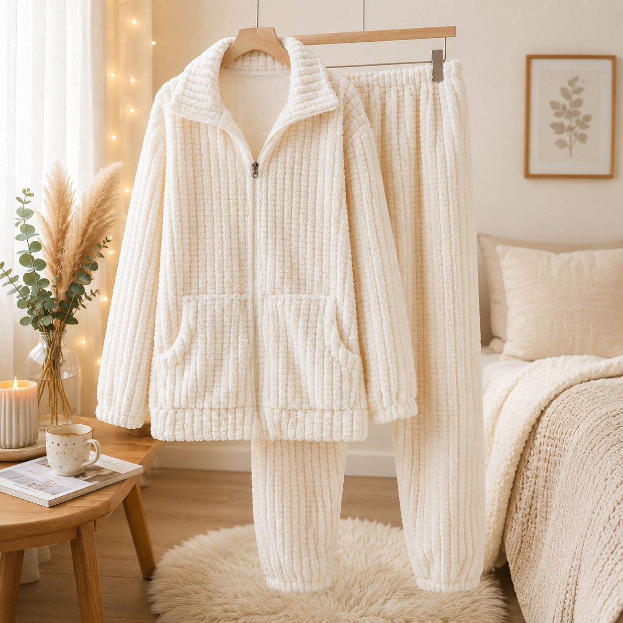 Ensemble pyjama moumoute femme deux pièces blanc