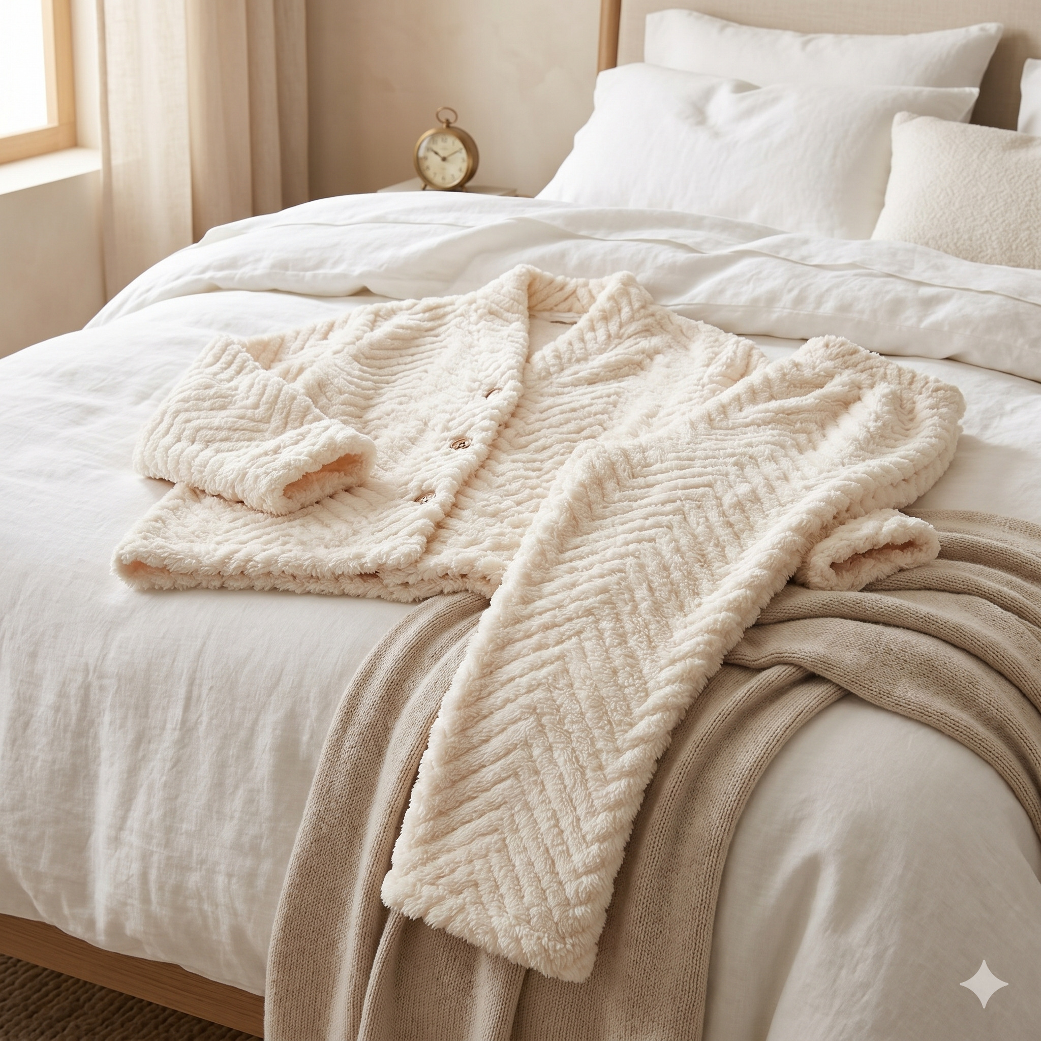 Ensemble pyjama pilou pilou blanc moelleux style plume