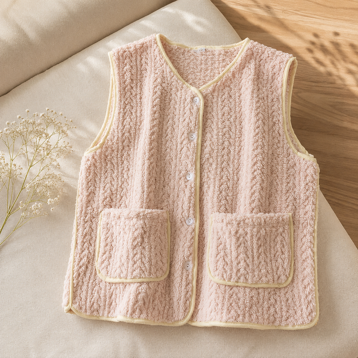 Gilet pilou pilou femme rose chaud et confortable
