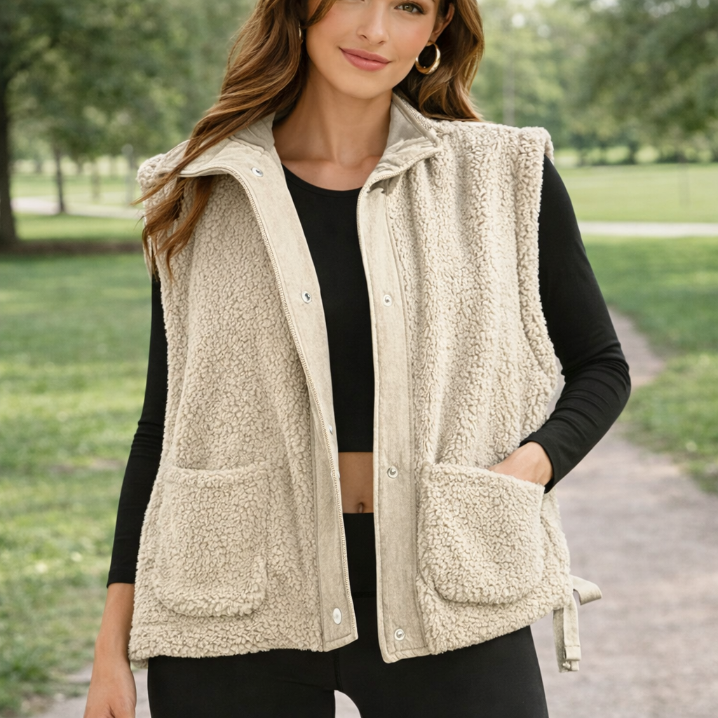 Gilet polaire sans manches beige