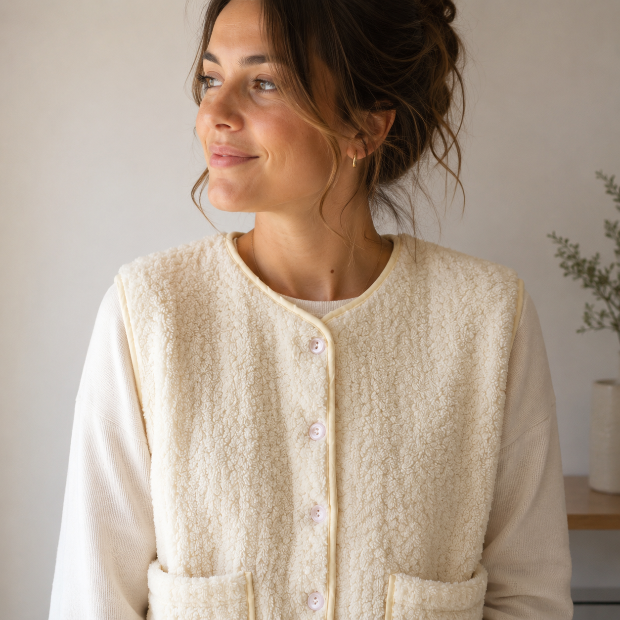 Gilet pyjama beige pilou pilou femme ultra doux