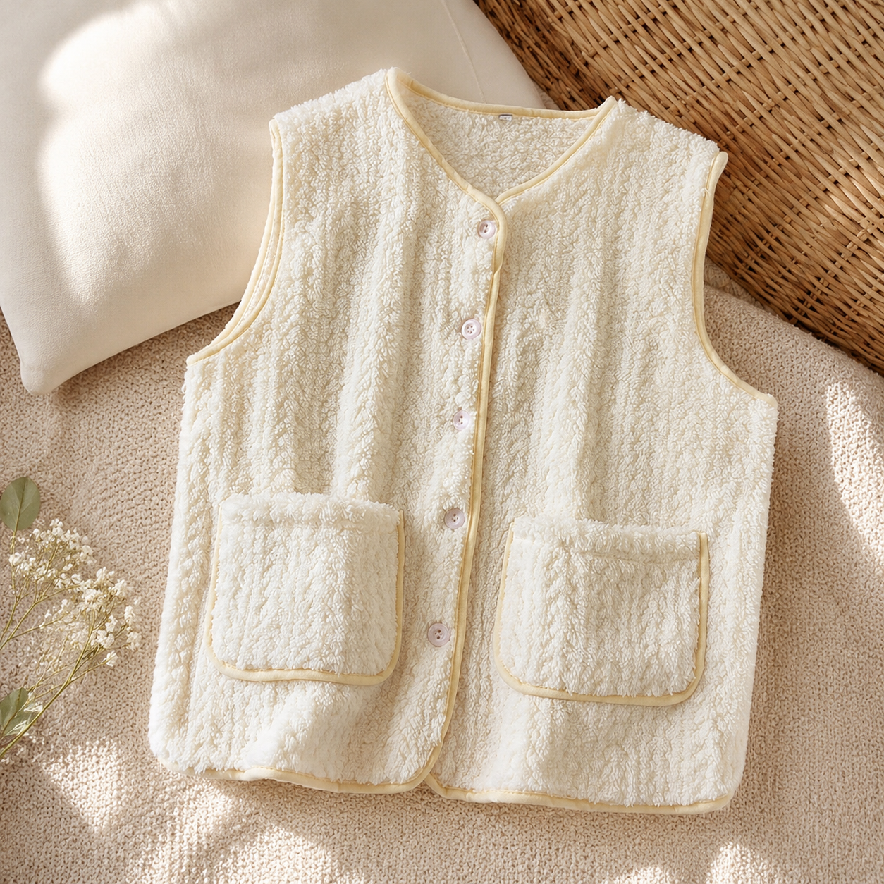 Gilet sans manches femme en matière pilou pilou
