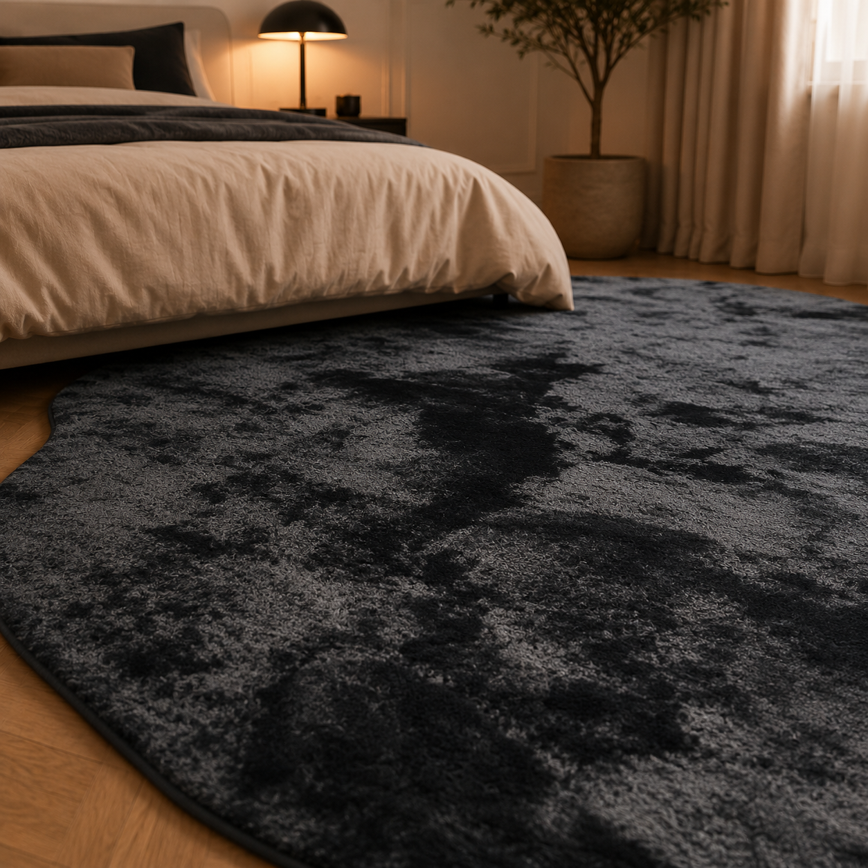 Grand tapis doux effet fourrure pour ambiance chaleureuse