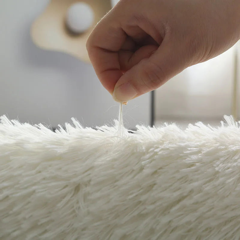 Gros plan sur la texture fluffy du tapis
