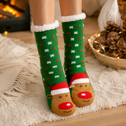 Grosses chaussettes femme verte style noel en pilou pilou