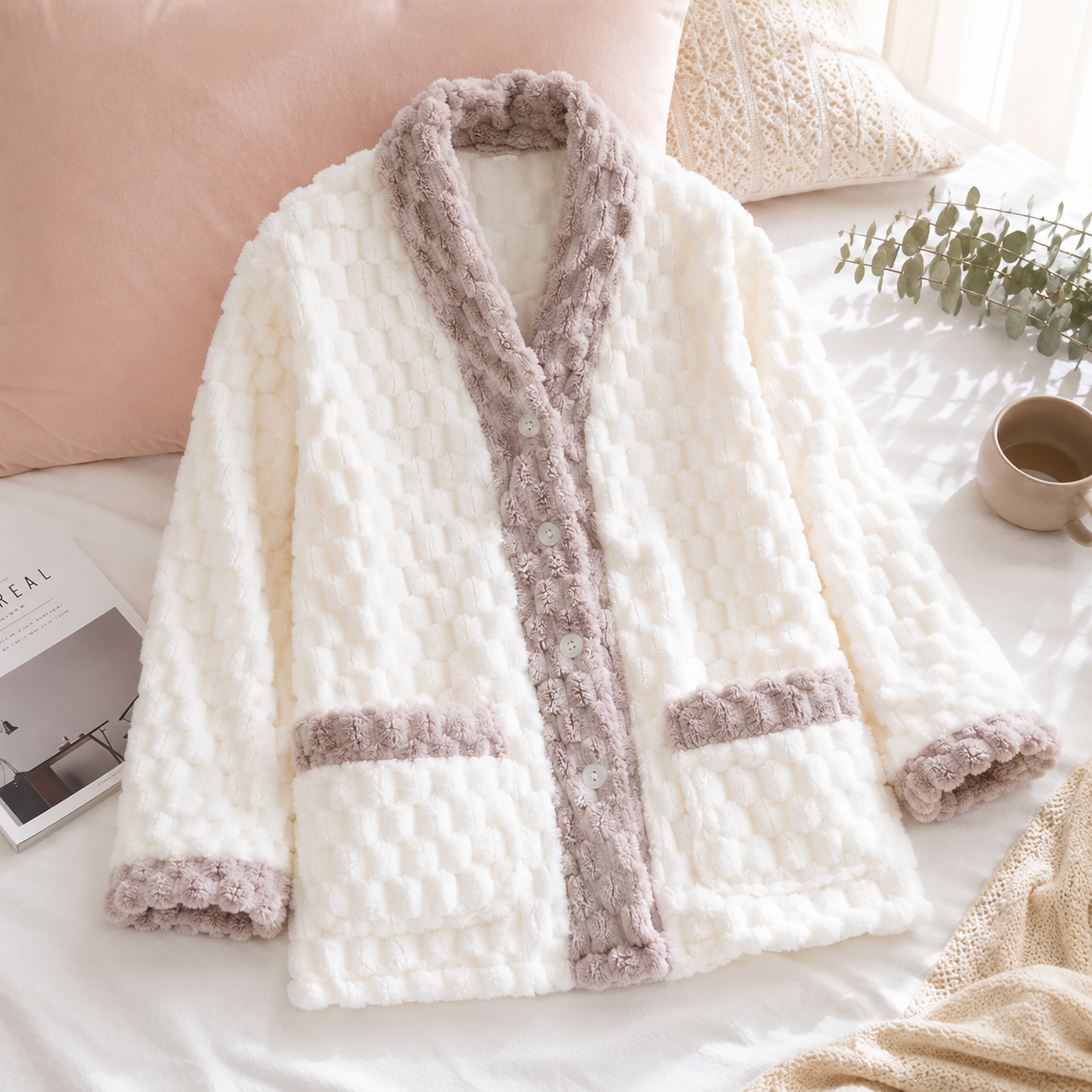 Haut de pyjama femme en matière polaire ultra douce