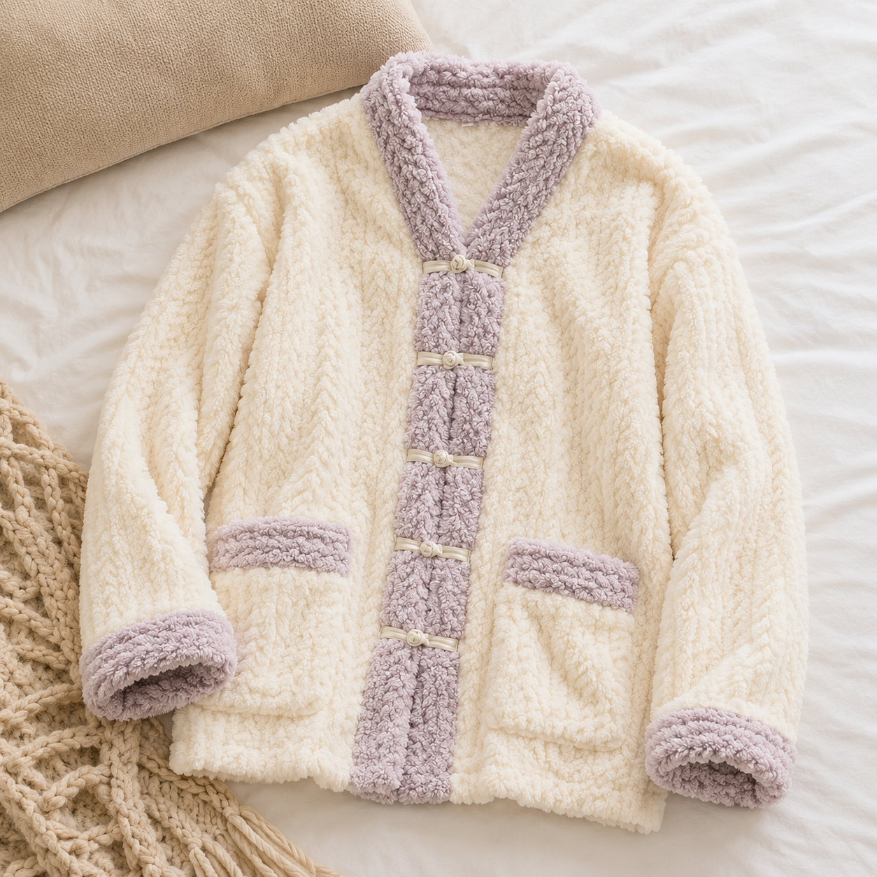 Haut de pyjama pilou pilou femme beige confortable
