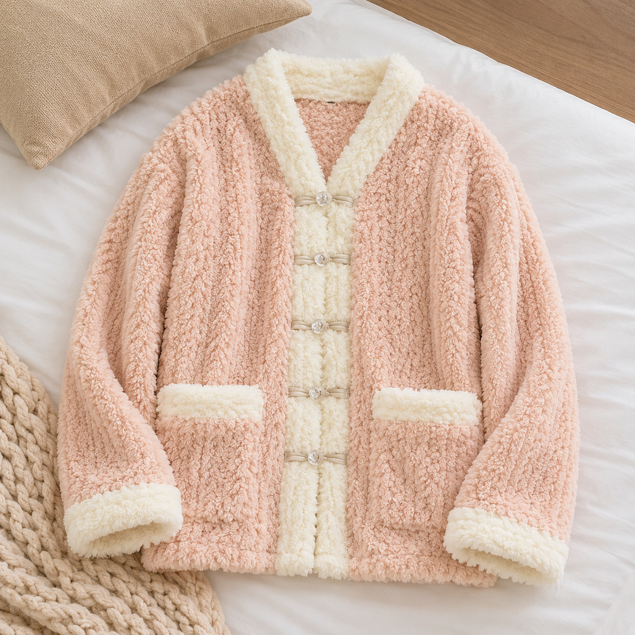 Haut de pyjama pilou pilou rose confortable