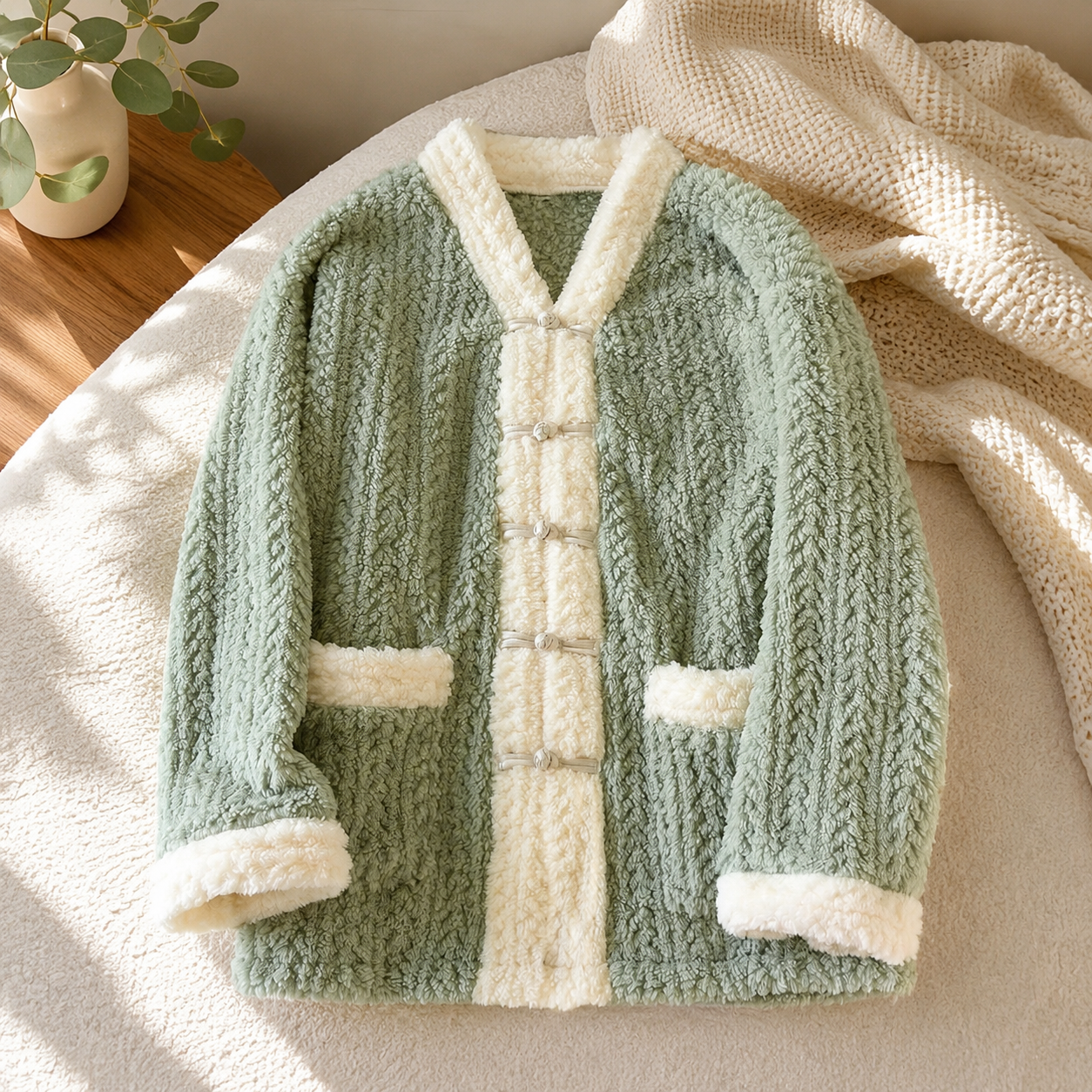 Haut de pyjama pilou pilou vert confortable