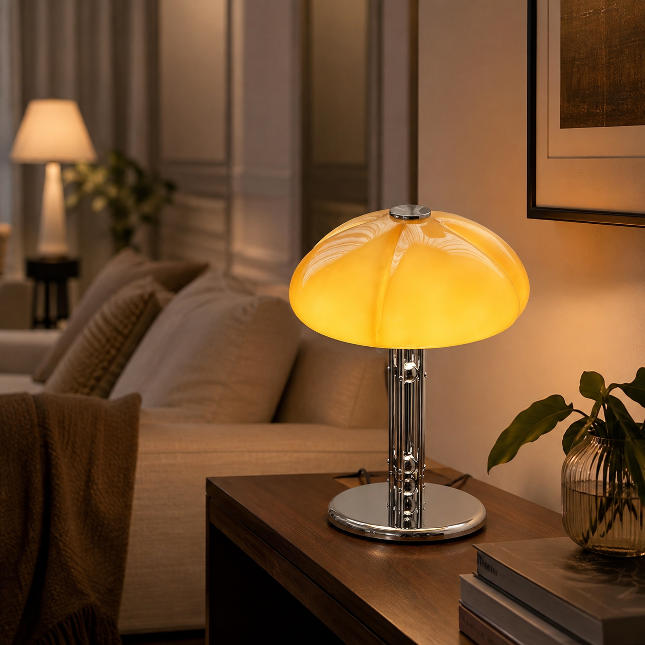Lampe Champignon Vintage orange design rétro