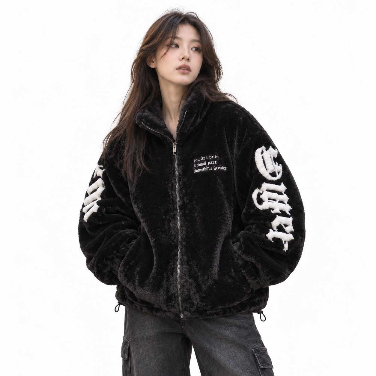 Manteau peluche noir