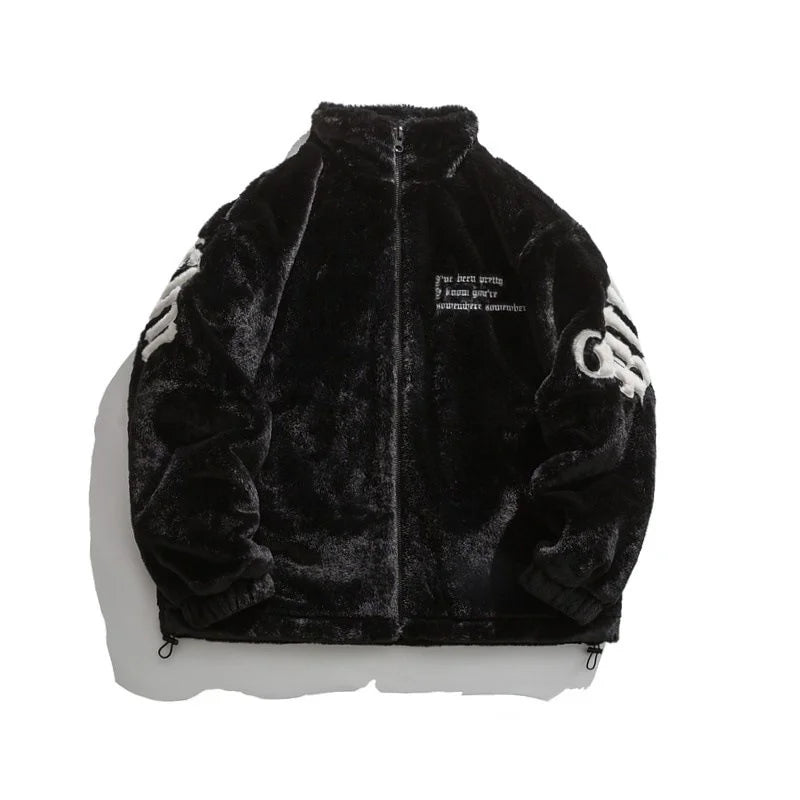 Manteau peluche noir femme